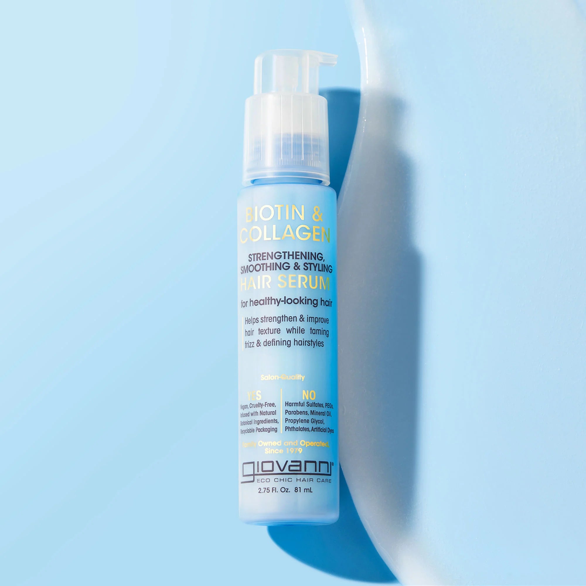 Smoothing & Styling Hair Serum, Biotin & Collagen Strengthening - Giovanni Cosmetics - 81ml